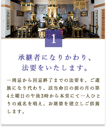 承継者になりかわり、法要をいたします。